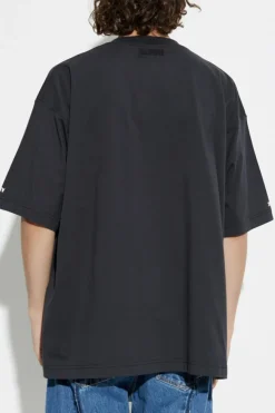 VETEMENTS CZARNY T-shirt z nadrukiem