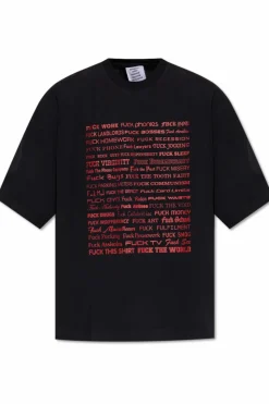 VETEMENTS CZARNY T-shirt z nadrukiem