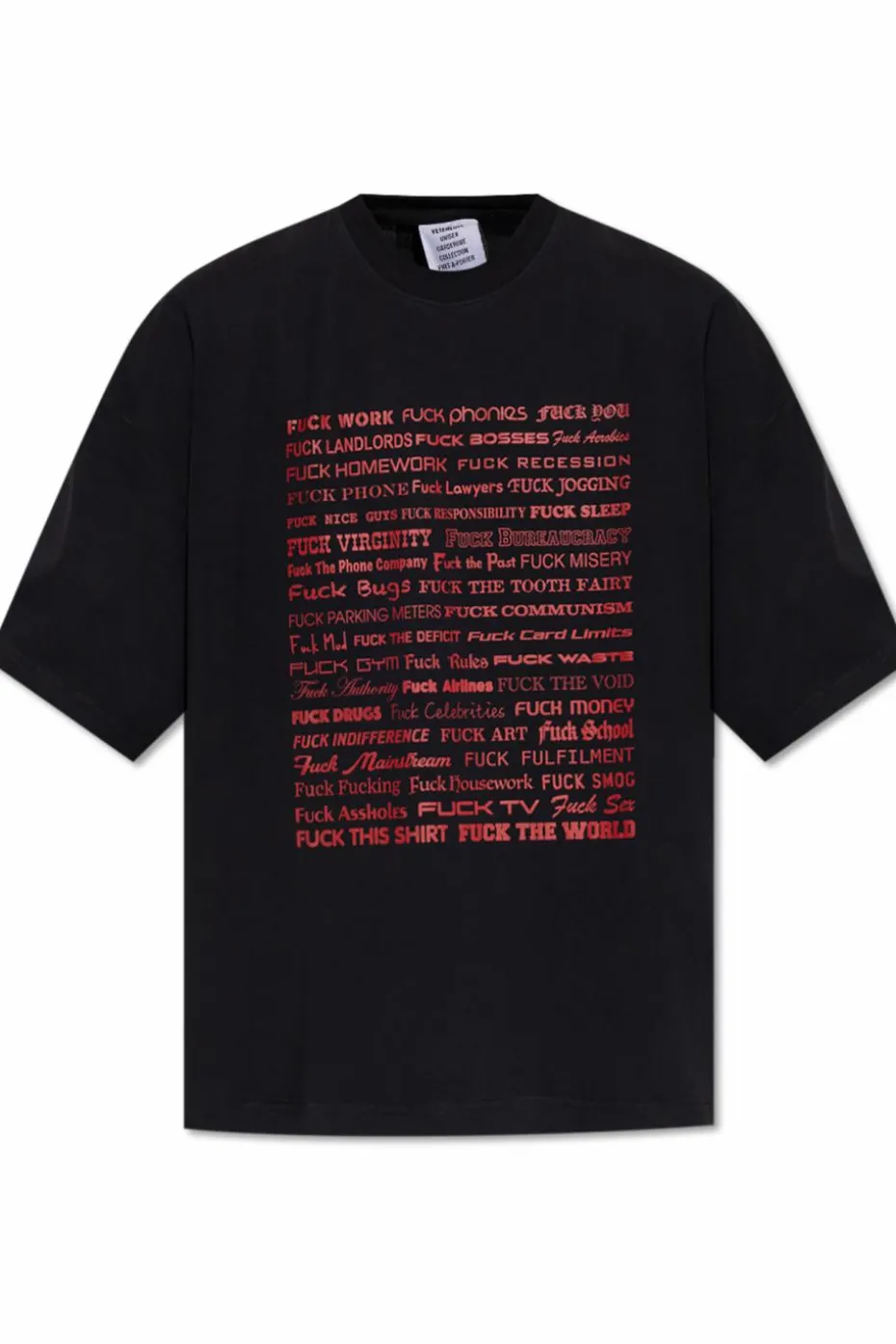 VETEMENTS CZARNY T-shirt z nadrukiem