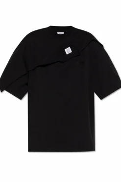 VETEMENTS CZARNY T-shirt z dekoracyjnym wykończeniem