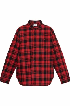 VETEMENTS CZERWONY Ocieplana koszula ze wzorem w kratę