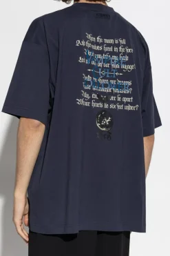 VETEMENTS GRANATOWY T-shirt typu `oversize`