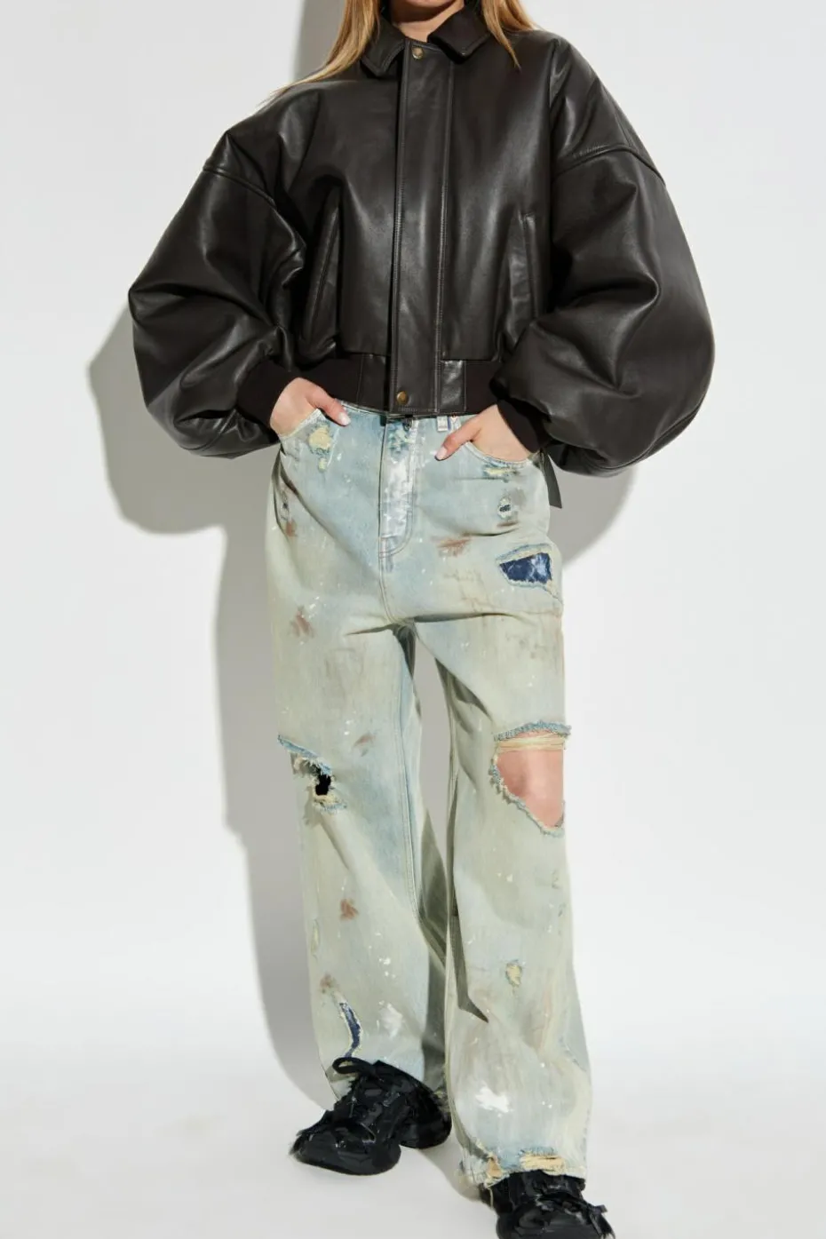 VETEMENTS jasnoniebieski Jeansy z efektem zniszczenia