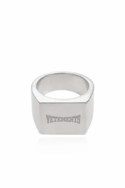 VETEMENTS SREBRNY Pierścień z logo