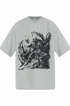 VETEMENTS SZARY T-shirt z nadrukiem