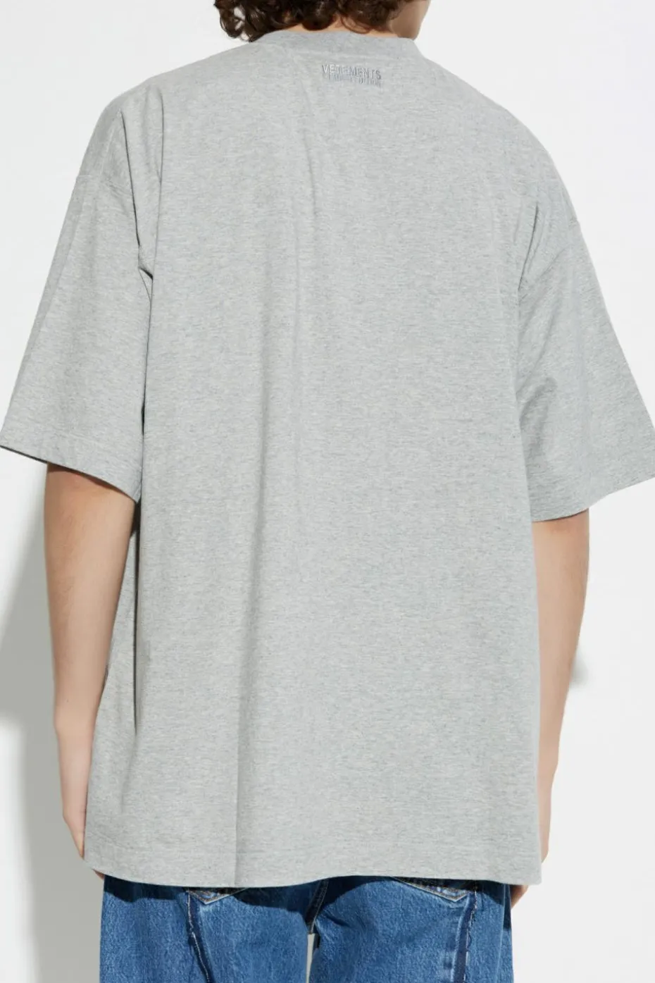 VETEMENTS SZARY T-shirt z nadrukiem