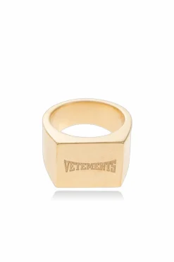 VETEMENTS ZŁOTY Pierścień z logo