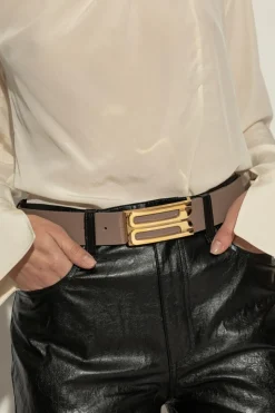 Victoria Beckham beżowy Skórzany pasek