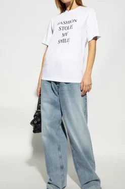 Victoria Beckham BIAŁY T-shirt z nadrukiem