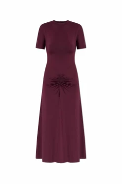 Victoria Beckham BORDO Sukienka z drapowaniem