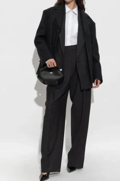Victoria Beckham CZARNY Krótki płaszcz z surowym wykończeniem