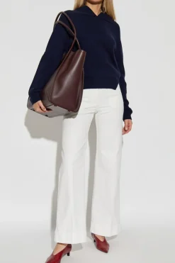 Victoria Beckham GRANATOWY Kaszmirowy sweter