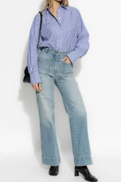 Victoria Beckham jasnoniebieski Jeansy z logo