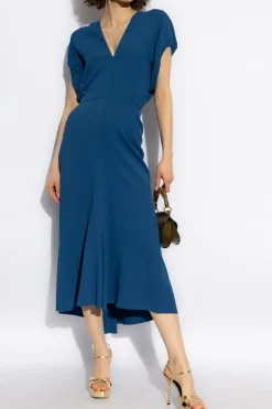 Victoria Beckham NIEBIESKI Sukienka z dekoltem w serek