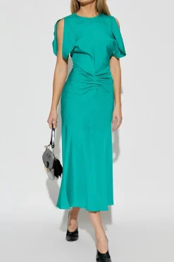 Victoria Beckham ZIELONY Sukienka z drapowaniem