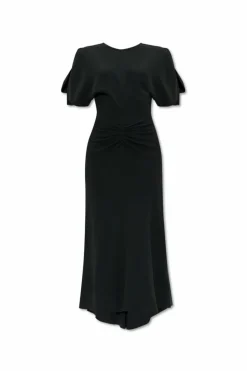 Victoria Beckham ZIELONY Sukienka z drapowaniem w talii