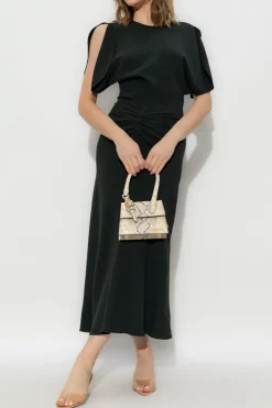 Victoria Beckham ZIELONY Sukienka z drapowaniem w talii