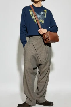 Vivienne Westwood beżowy Spodnie z asymetrycznym zapięciem