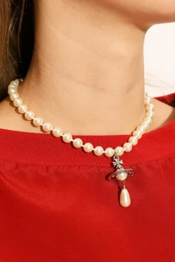 Vivienne Westwood BIAŁY Choker z zawieszką