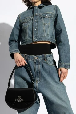 Vivienne Westwood CZARNY Skórzana torba na ramię