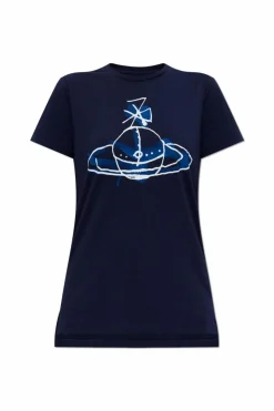 Vivienne Westwood GRANATOWY T-shirt z logo