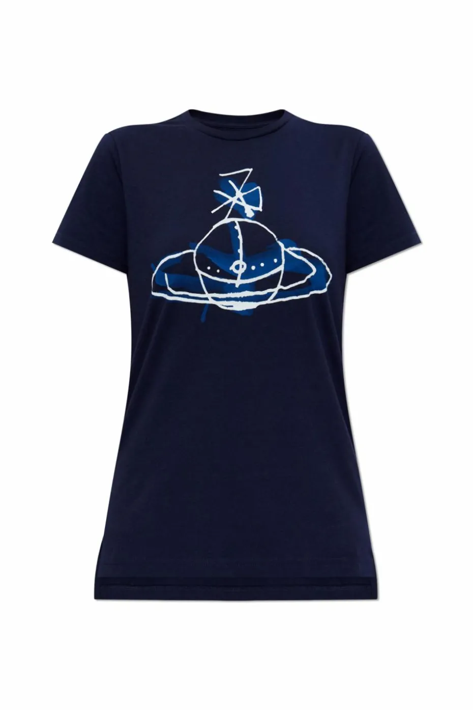 Vivienne Westwood GRANATOWY T-shirt z logo