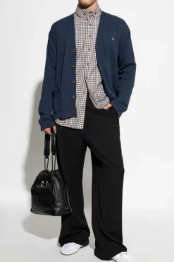 Vivienne Westwood GRANATOWY Kardigan z logo