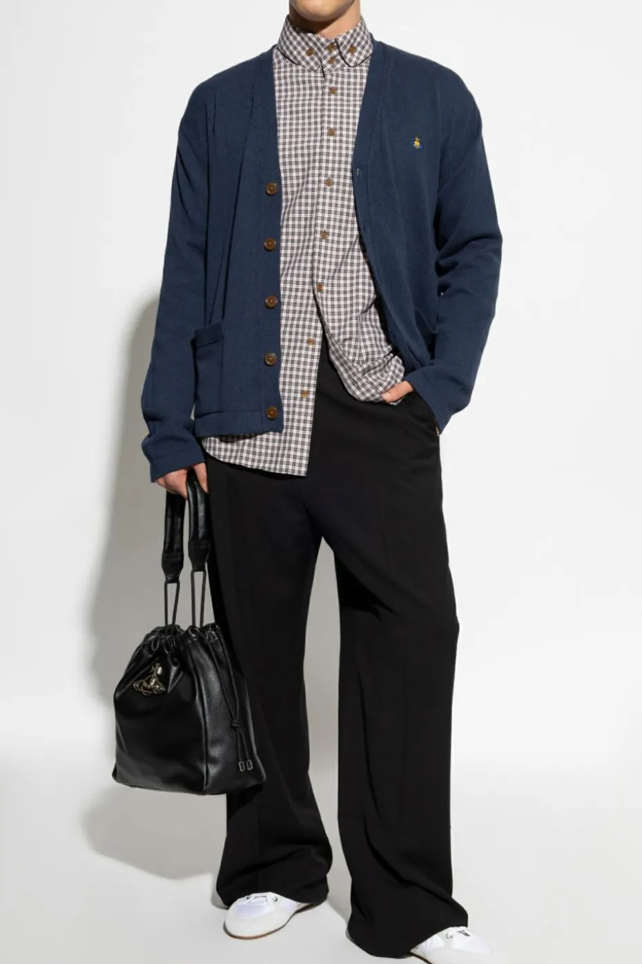 Vivienne Westwood GRANATOWY Kardigan z logo