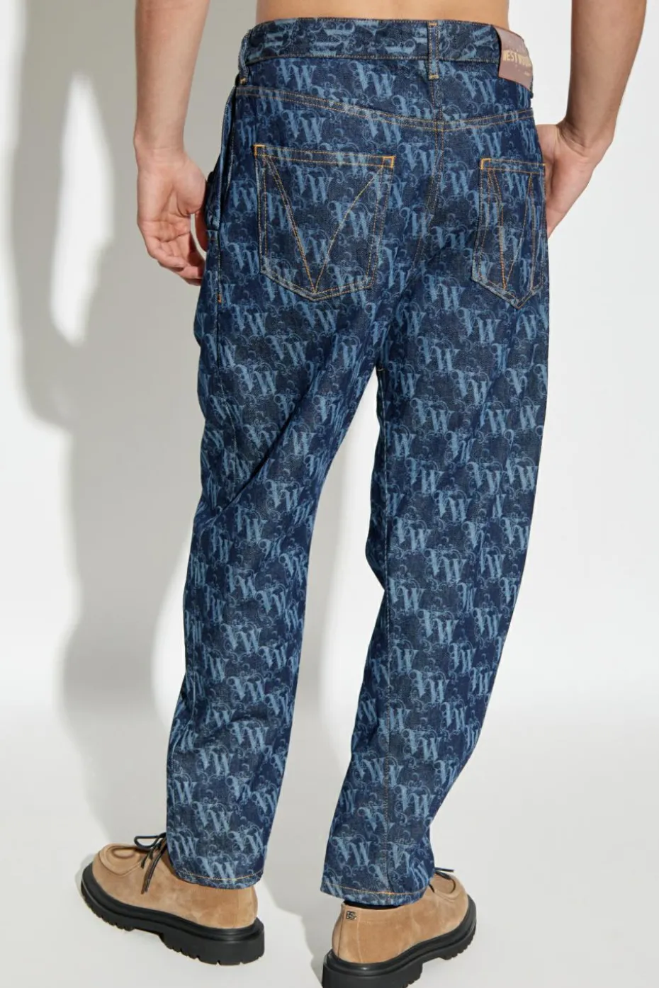 Vivienne Westwood GRANATOWY Jeansy typu ‘baggy’ z logo