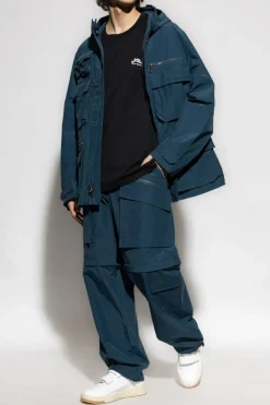 Woolrich NIEBIESKI Spodnie z odpinanymi nogawkami