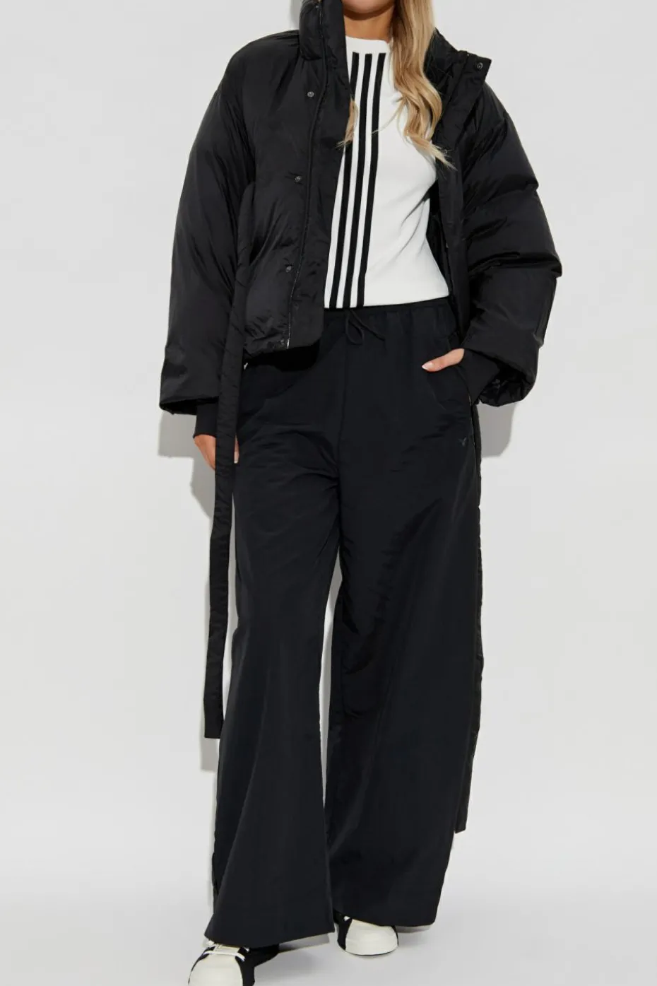Y-3 BIAŁY T-shirt z długim rękawem ‘Cinch’