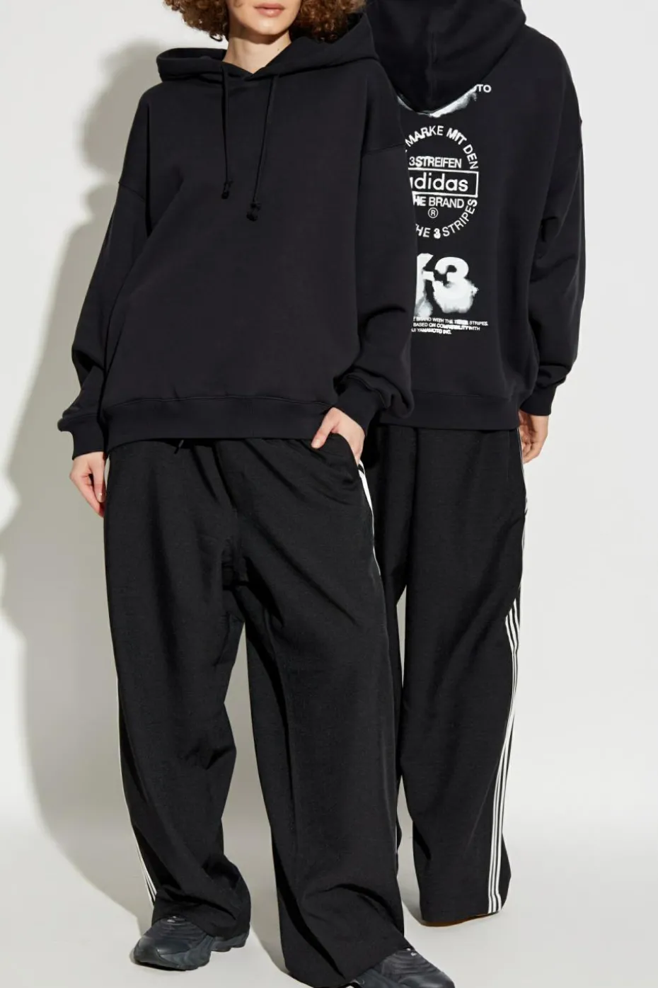 Y-3 CZARNY Bluza z kapturem