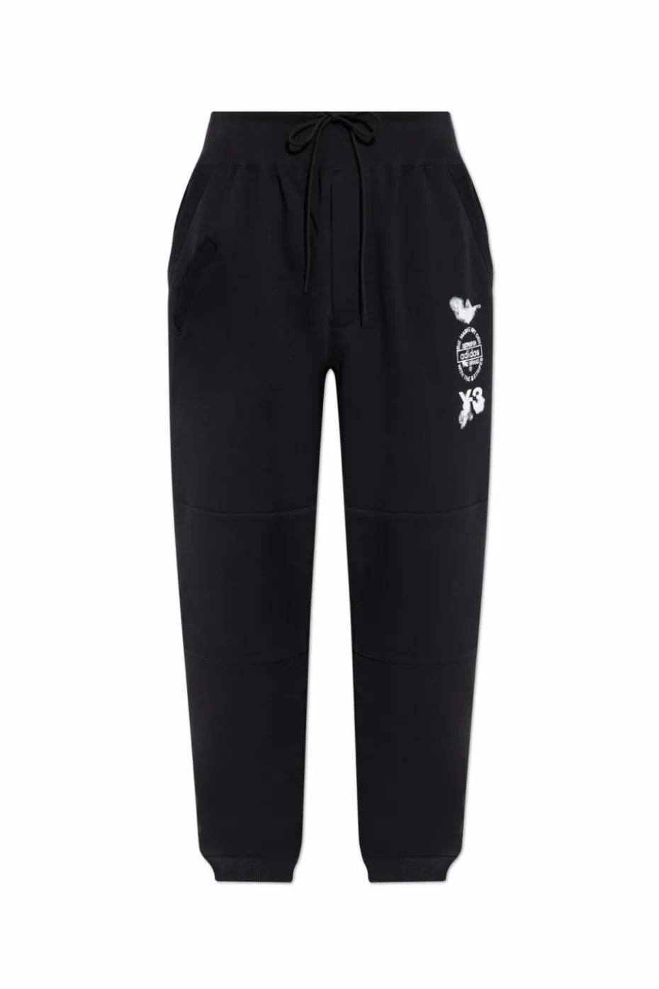 Y-3 CZARNY Dresowe spodnie z logo