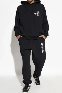 Y-3 CZARNY Dresowe spodnie z logo