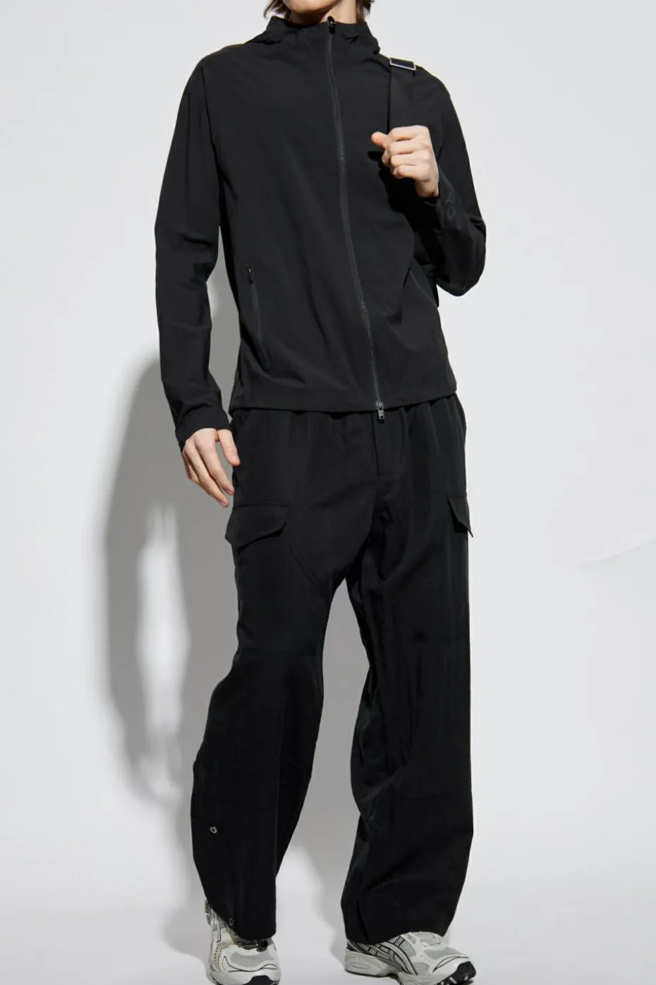 Y-3 CZARNY Lekka kurtka z kapturem