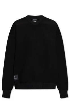 Y-3 CZARNY Prążkowany sweter