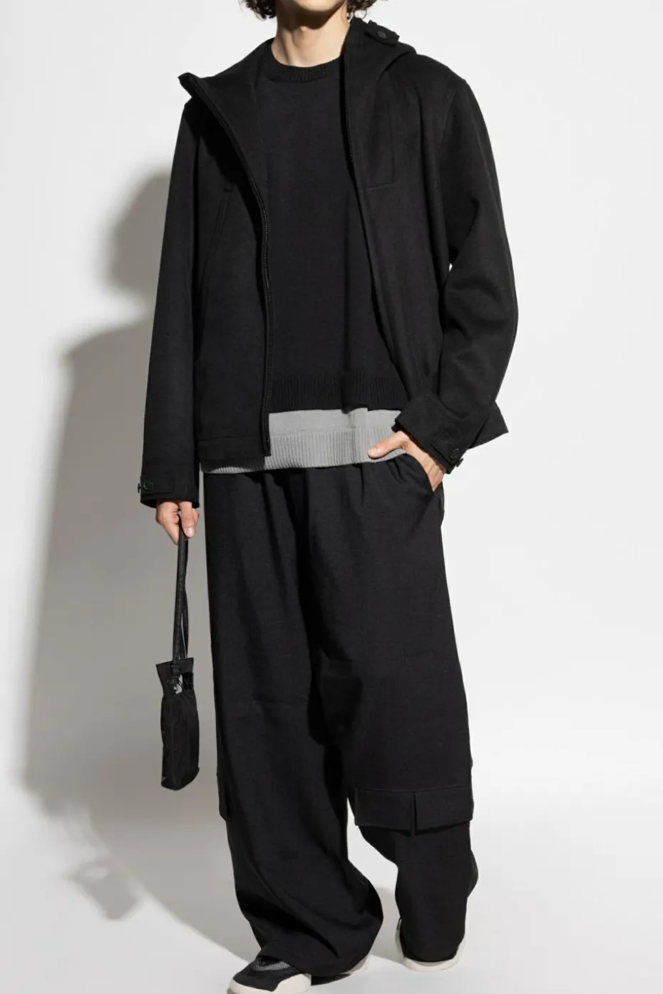 Y-3 CZARNY Sweter z logo