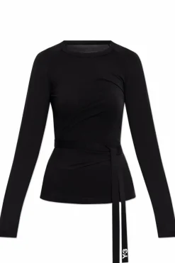 Y-3 CZARNY Top z dekoracyjnym wykończeniem