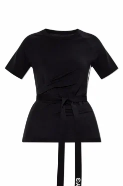 Y-3 CZARNY T-shirt z trokami