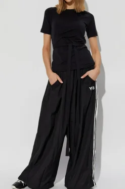 Y-3 CZARNY T-shirt z trokami