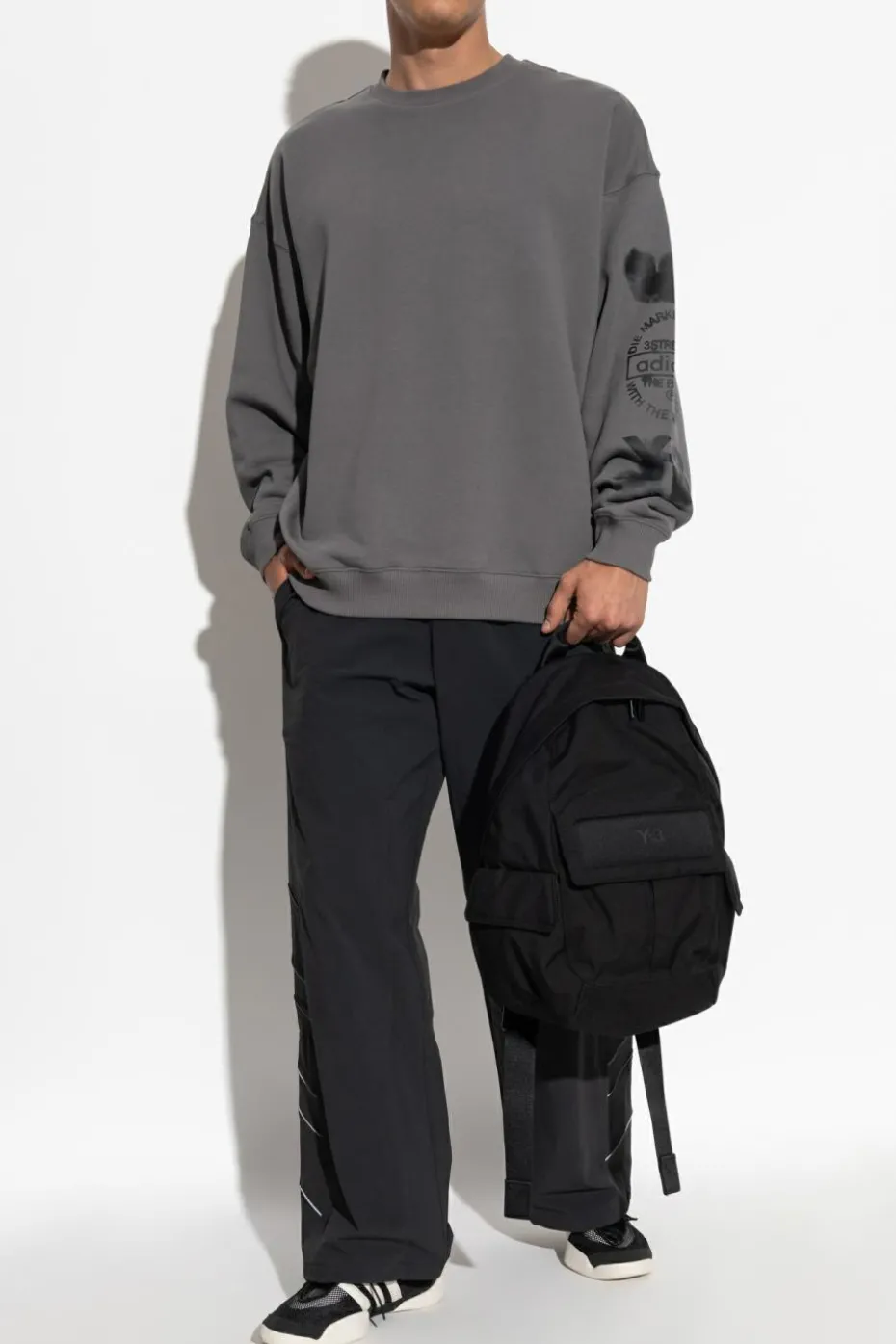 Y-3 SZARY Bluza typu `oversize`