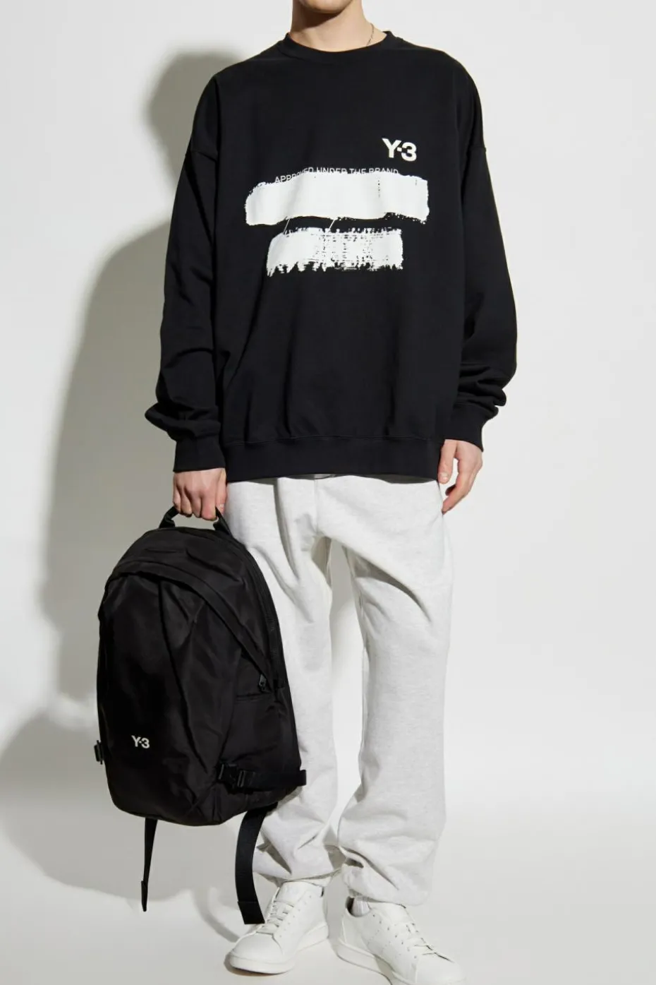 Y-3 SZARY Spodnie dresowe z nadrukowanym logo