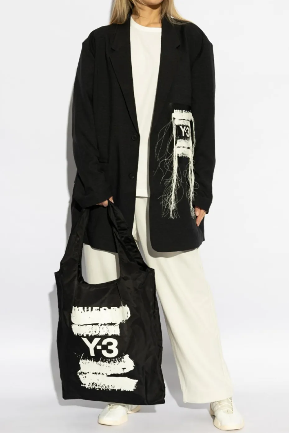 Yohji Yamamoto BIAŁY T-shirt z nadrukiem