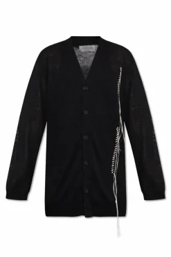 Yohji Yamamoto CZARNY Kardigan z frędzlami