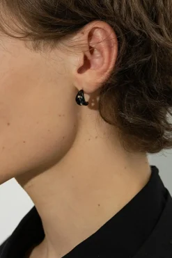 Yohji Yamamoto CZARNY Srebrny kolczyk