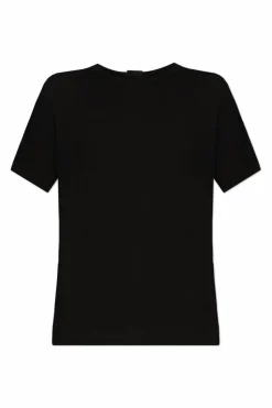 Yohji Yamamoto CZARNY T-shirt z okrągłym dekoltem