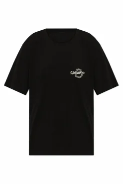 Yohji Yamamoto CZARNY T-shirt z nadrukiem