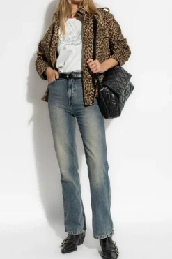 Zadig & Voltaire BRĄZOWY Jeansowa koszula z motywem zwierzęcym
