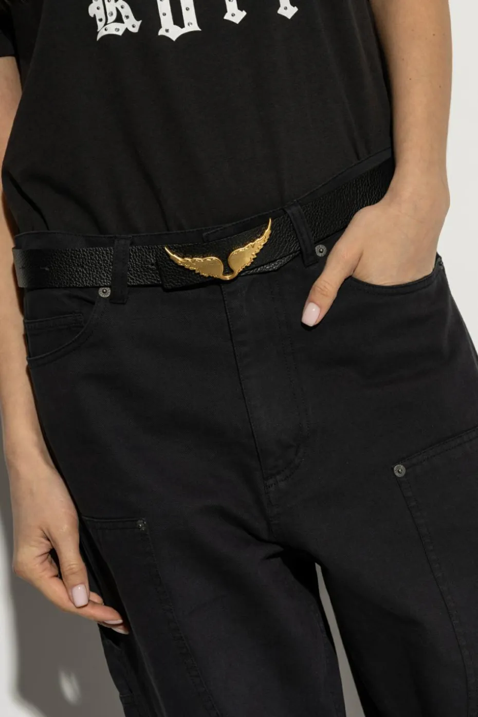 Zadig & Voltaire CZARNY Dwustronny pasek