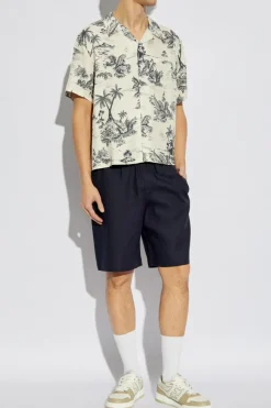 Zadig & Voltaire GRANATOWY Lniane szorty